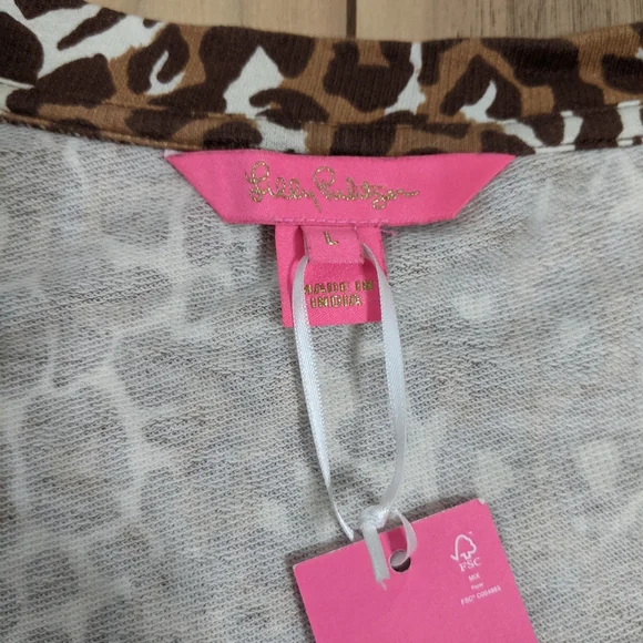 NWT! Lilly Pulitzer Jansen V-Neckline Sweatshirt Chocolate My Favorite Spot L - Picture 4 of 13